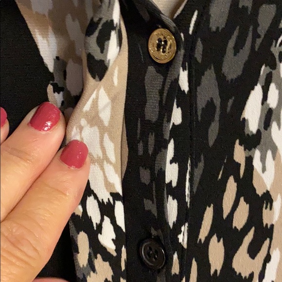 Dana Buchman LS print shirt blk/grey/tan VGC Lg - Picture 4 of 6